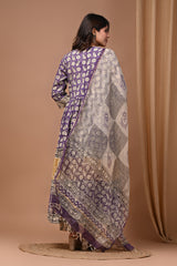 Pure Hand Block Printed Designer Anarkali with Kota Doriya Dupatta