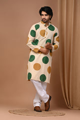 Men's Printed Kurta & White Pajama Set