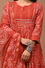 Pure Hand Block Printed Designer Anarkali with Kota Doriya Dupatta