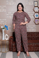 Jaipuri Block Printed Night Suit Set - Design 2