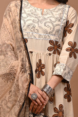 Pure Hand Block Printed Designer Anarkali with Kota Doriya Dupatta (Copy)