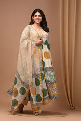 Pure Hand Block Printed Designer Anarkali with Kota Doriya Dupatta