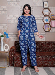 Jaipuri Block Printed Night Suit Set - Design 2