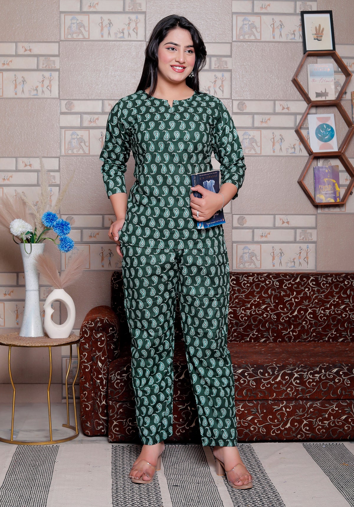 Jaipuri Block Printed Night Suit Set - Design 5