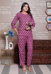 Jaipuri Block Printed Night Suit Set - Design 1