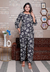 Jaipuri Block Printed Night Suit Set - Design 3