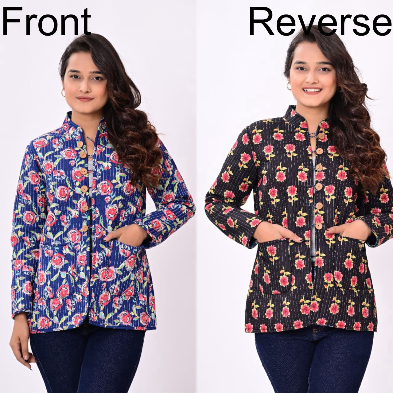 Reversible Quilted Jackets for Women | Reversible Printed Winter Jackets | XXS–7XL
