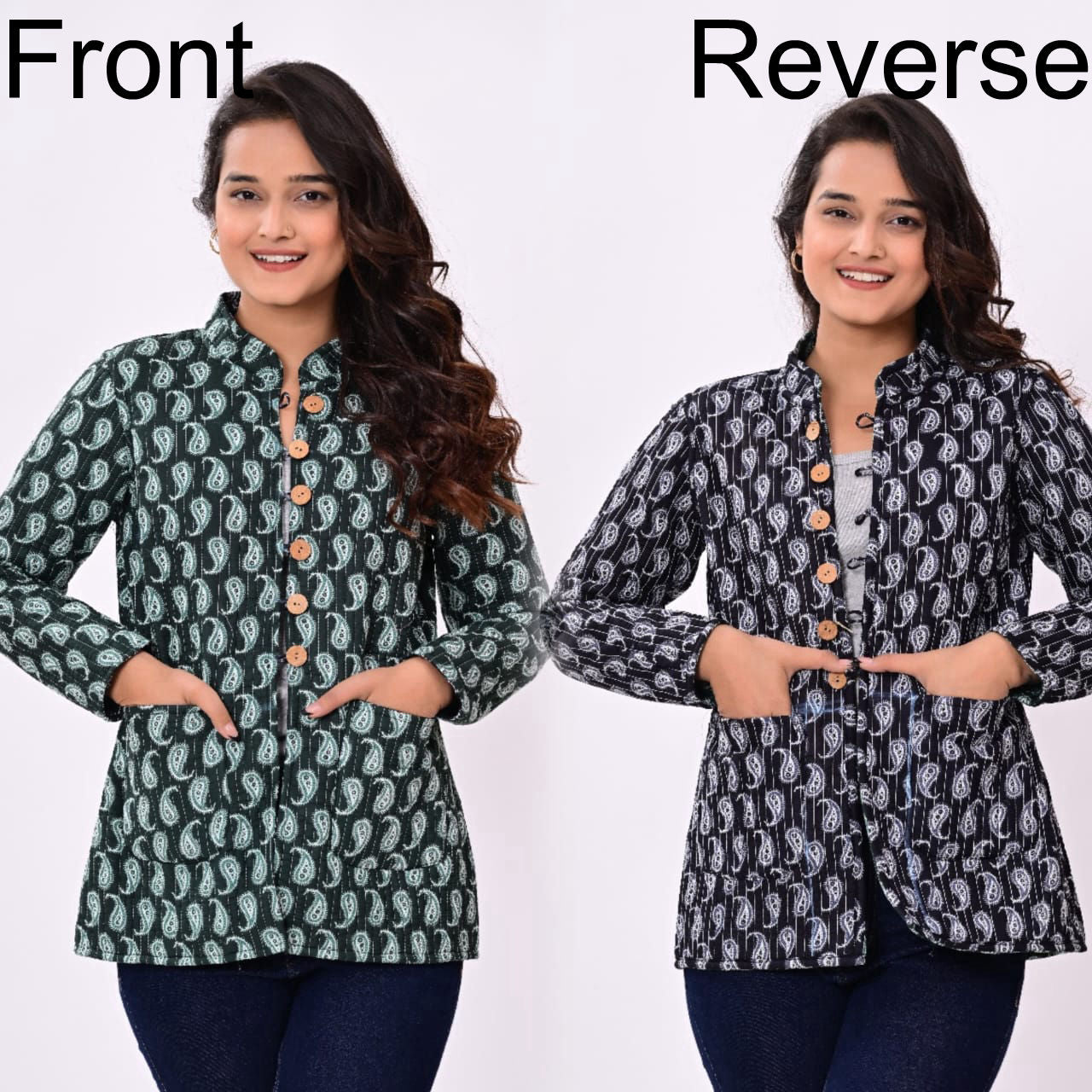Reversible Quilted Jackets for Women | Reversible Printed Winter Jackets | XXS–7XL