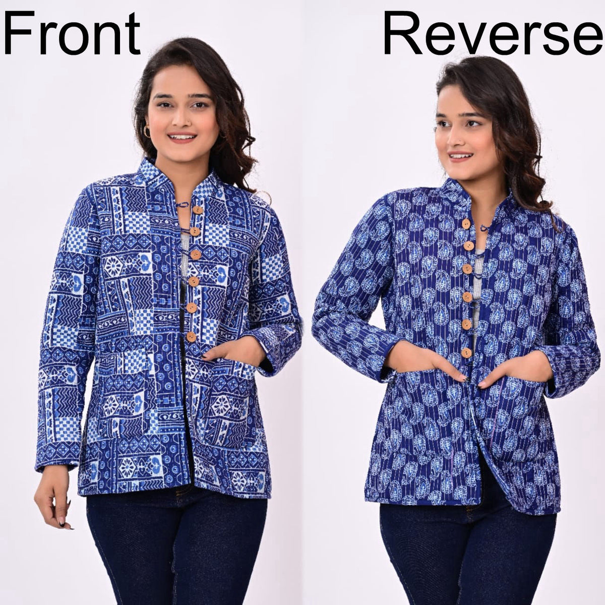 Reversible Quilted Jackets for Women | Reversible Printed Winter Jackets | XXS–7XL